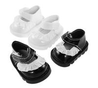 Gogogmee 2 Paia Scarpe Miniature Scarpe Vestito Pizzo Bianco e Nero Gioco per Pupazzi Accessori per Costumi e Decorazioni Casa delle Bambole