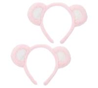 Gogogmee 2 pezzi Cerchietto Orecchie Orso Morbido Accessorio Capelli Riutilizzabile per Bambina Fascia Leggera e Confortevole per Trucco e Festa Cosplay