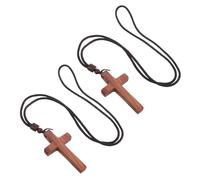 Gogogmee 2 Pezzi Collana Unisex con Pendente Croce in Legno di Sandalo Gioiello Religioso Benedetto per Uomo e Donna Collana Choker per Preghiera e Eventi Sacri