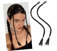 Gogogmee 2 pezzi Extension Clip Treccia Lunga Ciocche Sintetiche Intrecciate per Posticci Ponytail Braid Wig Facili Tagliare e Modellare per Look Accattivante