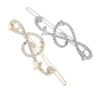 Gogogmee 2 pezzi Fermagli Note Musicali Eleganti in con Intarsiati Accessori Antiscivolo per Donna e Ragazza Clip Laterale e Frangia Oro e