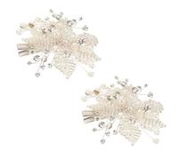 Gogogmee 2 Pezzi Handmade Floral Pearl Hair Clips With Rhinestones Sparkling Wedding Hair Accessories For Brides Elegant Side Barrette For Women Party And Engagement Hairstyles