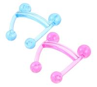 Gogogmee 2 pezzi Massaggiatore Manuale Piccolo con Nodi per Schiena e Collo Strumento Portatile per Rilassante Muscolare Blu e Rosa Facile da Impugnare e Delicato