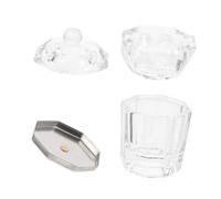 Gogogmee 2 pezzi Nail Art in Vetro Cristallo con Ottagonale Ciotola Trasparente per Miscelare Liquidi e Acriliche Riutilizzabile per e Domestico