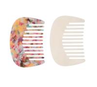 Gogogmee 2 Pezzi Pettine Acetato Denti Larghi Portatile Mini Spazzola da Viaggio Piccola Francese Antistatica per Capelli Ricci Uomo Donna Design Sottile e Leggero per Borsa e Uso