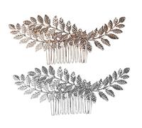 Gogogmee 2 pezzi Pettine da Sposa con Foglie in Accessorio per da Cerimonia Pettinino Laterale Nuziale per Donne e Ragazze Decorazione Raffinata per Acconciature di Matrimonio