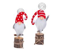 Gogogmee 2 Pezzi Portamemo Natalizi con Cartoon Volto Clip per Foto e Tavolo Supporto Rigido con Base Antiscivolo per Decorazioni Matrimonio Compleanni e Feste
