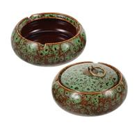 Gogogmee 2 pezzi Posacenere in Ceramica Vintage con Coperchio Antivento Accessorio Elegante Stile Europeo per Casa Salotto e Patio Facile da Pulire da Eleganti e Stabili