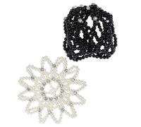 Gogogmee 2 Pezzi Rete Elastica per Chignon con Perle e Strass Copri Chignon da Balletto Fatti Mano Rete per Capelli Morbida e Resistente per Donne e Ragazze Danzatrici Colori Bianco e Nero