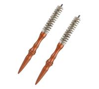 Gogogmee 2 Pezzi Spazzola Rotonda Piccola per Capelli Ricci con Manico in Legno Pettine per Modellare Barba e Frangia Antistatico e Portatile per Styling Professionale e Viaggi