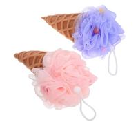Gogogmee 2 pezzi Spugne da Bagno Forma di Gelato Accessori Doccia Cartoon Morbidi e Riutilizzabili per Corpo Esfoliante Delicato e Pulizia Viso e Schiena per Casa e Viaggi