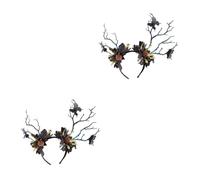 Gogogmee 2 Pz fascia per band fasce accessorio per feste fascia in corno di renna in corno di ramo accessorio per corna oggetto di scena di Halloween poliestere Black