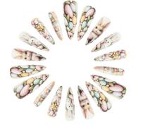 Gogogmee 2 Scatole Unghie Finte a Forma di Coniglio per Pasqua 2 Scatole Unghie Artificiali Quadrate a Copertura Totale con Punta Francese Cartone Animato per Feste e Decorazioni