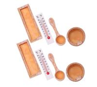 Gogogmee 2 Set Accessori Miniature per Sauna in Resina Termometro e Secchio Miniatura per Bambole Decorazione Versatile per Scena Bagno Spa e Sauna Estiva in Casa delle Bambole