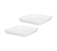 Gogogmee 2 sottovasi quadrati per piante: 11,79 pollici di plastica per vasi da fiori, vaschetta -acqua per vasi, fioriere da giardino, bianchi