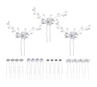 Gogogmee 23 Pezzi Forcine per Capelli da Sposa con Perle e Strass Fermagli Floreali U-shape in Accessori Nuziali Eleganti per Damigelle e Cerimonie