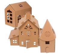 Gogogmee 3 Pezzi Mini Model House Kit per Cartone da Colorare e Assemblare Casa di Carta DIY Creativa per Attività Educative Laboratori Artistici e Giochi di Immaginazione