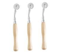 Gogogmee 3 Pezzi Rotella da Cucito Dentata con Manico in Legno Strumento Traccia per Cucitura e Incisione Linee per Stoffa Sicura e Durevole