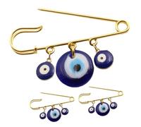 Gogogmee 3 pezzi Spilla con Pendente Occhio Turco Blu Spilla Sicurezza Dorata per Donna Accessorio Porta Fortuna per Feste Accessorio Porta Fortuna per Regali