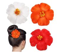 Gogogmee 3pezzi Fermaglio Per Capelli Fermaglio Per Capelli Fiore Hawaiano Tropicale Plumeria e Ibisco Da Spiaggia Per Donne