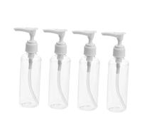 Gogogmee 4 Pezzi Bottiglie Plastica con Pompa Pressione Bianco Dispenser Liquidi Riutilizzabili per Shampoo Lozioni e Profumi Viaggio Contenitori Compatti per Bagno e Camping