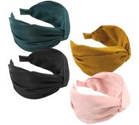 Gogogmee 4 pezzi Fasce Larghe con Nodo Cerchietti Decorativi Leggeri e Colorati Giallo Nero Rosa per Corti Ricci e Lisci Accessori Moda Estivi per Feste e Quotidiano