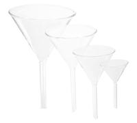 Gogogmee 4 pezzi Imbuto in Vetro Borosilicato Trasparente con Stelo Resistenti Calore e Corrosione per Esperimenti Scientifici in Laboratorio