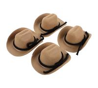 Gogogmee 4 Pezzi Mini Cappelli da Cowboy in Floccato Cappellini Western per Bambole Accessori Decorativi per Feste e Artigianato