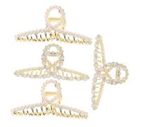 Gogogmee 4 pezzi Pinze per Capelli Donna con Perle Clip Artiglio Antiscivolo Eleganti per Ufficio Scuola e Feste Accessori Capelli Resistenti in Lega Adatte Tutte le Lunghezze