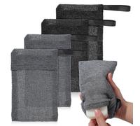 Gogogmee 4 pezzi Sacchetto per Sapone Esfoliante Sacchetti Salvasapone in Mesh Morbida con Texture Onde Grigio e Nero per Doccia e Bagno con Corda Appendiibile per Asciugatura Rapida