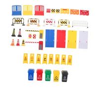 Gogogmee 40 Mini Traffic Signs Playset in Plastic Interactive Safety Education Toy with Crosswalk Signal Traffic Cones Garbage Can Portable for Boys And Indoor Outdoor Use