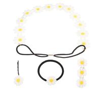 Gogogmee 4pezzi Fascia Per Capelli Forma Di Margherita in Resina e Corda Di Cotone Set Di Accessori Per Capelli Fermagli e Elastici Design Floreale Adatti Donne e Adolescenti Per Diverse