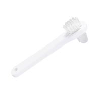 Gogogmee 4pezzi Spazzolino per Protesi Dentaria Testina Doppia Setole in Nylon per Pulizia delle Dentiere Manico lungo Antiscivolo Design Portatile Bianco e Blu