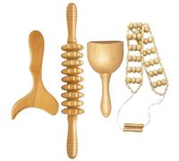 Gogogmee 4pezzi Strumenti Per Massaggio Legno Kit Completo Per Massaggio Del Corpo Massaggiatore Ergonomico Per Rilassamento e Benessere Utile Per Spalle Schiena Gambe e Altri Leggero e