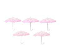 Gogogmee 5 Mini Ombrellino Parasole per Accessori Decorativi per Mini Casa Giocattoli Parasol Miniatura con Motivi e Colori Casuali Colore Casuale