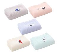 Gogogmee 5 Pezzi Asciugamani Di Cotone Morbidi e Assorbenti Per Mani e Viso Per Ragazzo Ragazza Giallo Rosa Verde Acqua Grigio Ogni Colore Uno Traspiranti Confortevoli Sicuri Facili Da Lava