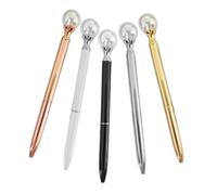 Gogogmee 5 Pezzi Penne Metalliche con Finitura Perla Artificiale Design Ergonomico Scrittura Liscia e Affidabile per Quotidiano Accessori Eleganti per Donne