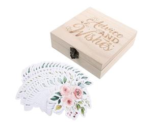 Gogogmee 50 Pezzi Carte Predizione e Consigli Shower con Scatola in Legno per Giochi Interattivi Decorazioni Battesimo e Regali per Nuovi Genitori