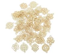 Gogogmee 50 Pezzi Connettori Gioielli in Metallo Placcato Oro con Design Filigrana Doppio Foro Charm Fiore Antico per Creazione Bracciali Collane e Orecchini Fai da Te