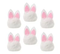 Gogogmee 6 Pezzi Coniglietto Pasquale 3d in Peluche con Orecchie Bianche, Palla di Pompon Soffice con Fermagli per Chioma, Accessori Decorativi Fai da Te per Feste Primaverili e