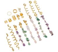 Gogogmee 80 Pezzi Stone Pendant Hair Charms Ethnic Style Dreadlock Rings For Braids Versatile Jewelry For Women Parties And Everyday Wear