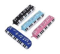 Gogogmee Astuccio Per Ragazze 4pcs in Oxford Astuccio Per Penne e Matite Cerniera Set Astucci a Musicale Per Studenti Delle Scuole Elementari (nero Blu Azzurro Rosa)