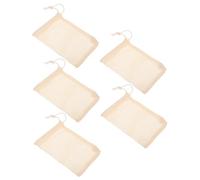 Gogogmee Borsa per Sapone in Cotone e Lino 5 Pezzi, Rete Esfoliante Naturale con Coulisse, Ricca Schiuma e Pratica da Trasportare per Doccia e Viaggio