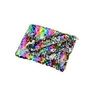 Gogogmee Bustina Cerniera Glitter Argento per Donna e Studenti, Porta Monete e Cellulare in Pet e Dacron, Astuccio Piccolo Multifunzionale alla Moda