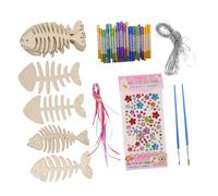 Gogogmee Campanelle Vento in Legno da Decorare con Motivo Kit DIY Creativo per Ossa Campanelli e Pennelli Pendant per Esercizio Manuale e Stimolo Creativo