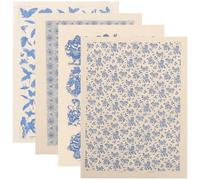 Gogogmee Carta Decorativa da Trasferimento per Ceramica 4 Pezzi Decalcomania Classica per Sculture e Oggetti in Argilla Resistente al Calore