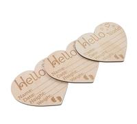 Gogogmee Cartelli con Nomi in Legno per Ragazzo Ragazza a Forma di Cuore 3 Pezzi Cartello Annuncio di Nascita in Legno per Cameretta Decorazione Fotografica per Shower e Regalo Futura