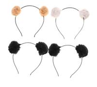 Gogogmee Cerchietti Per Bambini Pompon Pelosi, Set Da 4 Pezzi, Fascia Soffice e Copricapo Divertente Per Feste Di Compleanno, Natale e Carnevale