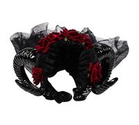 Gogogmee Cerchietto in Pizzo Con Corno Di Pecora E Rosa Per Donne Per Festival Cosplay Corna Accessorio Per Feste Di Halloween