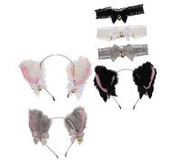 Gogogmee Cerchietto Orecchie Di Gatto Set Da 3 Pezzi Collane in Pizzo, Accessori Per Feste Di Carnevale e Cosplay, Decorazioni Costume Per Ragazze Bambine